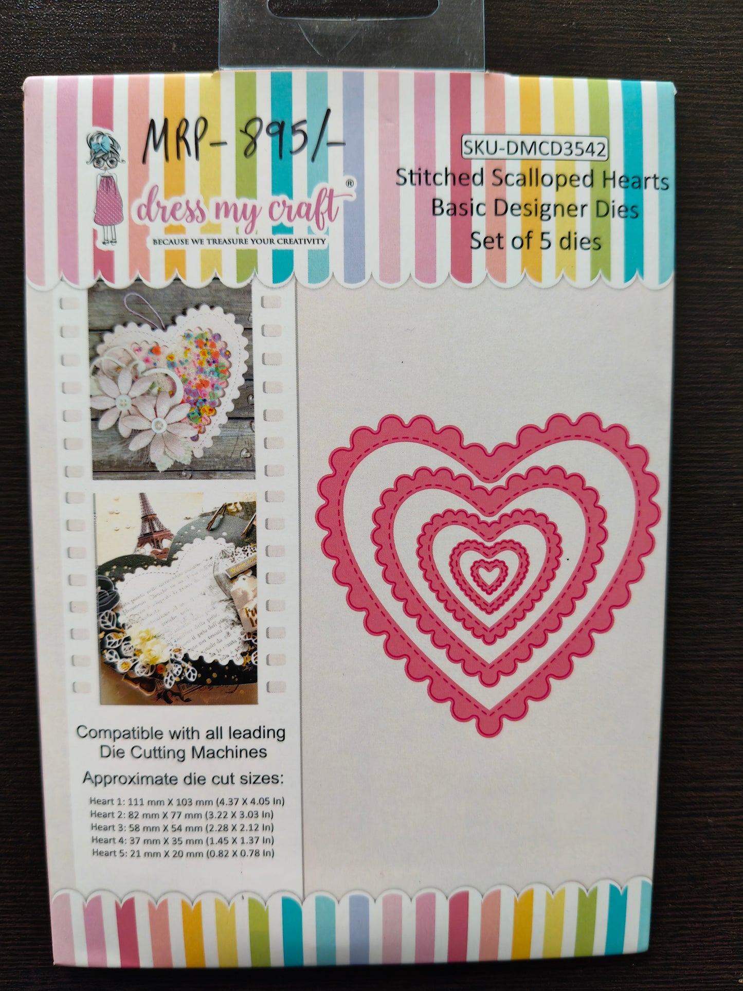 Stitched Scalloped Hearts Dies DMCD 3542