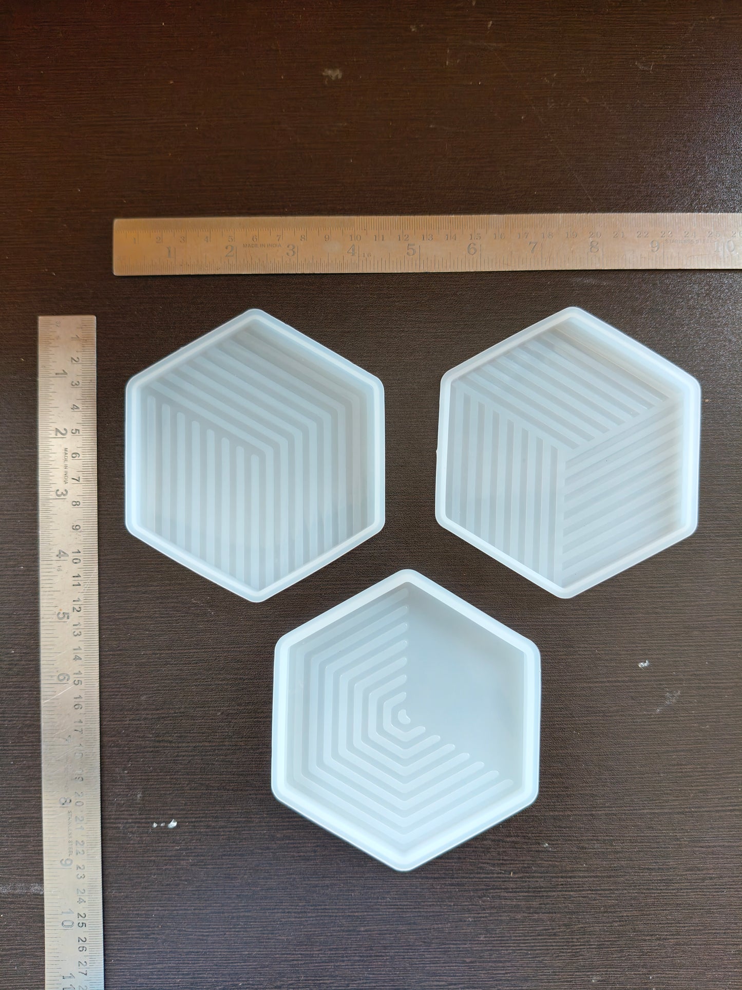 3pcs designer hexagon coaster mould