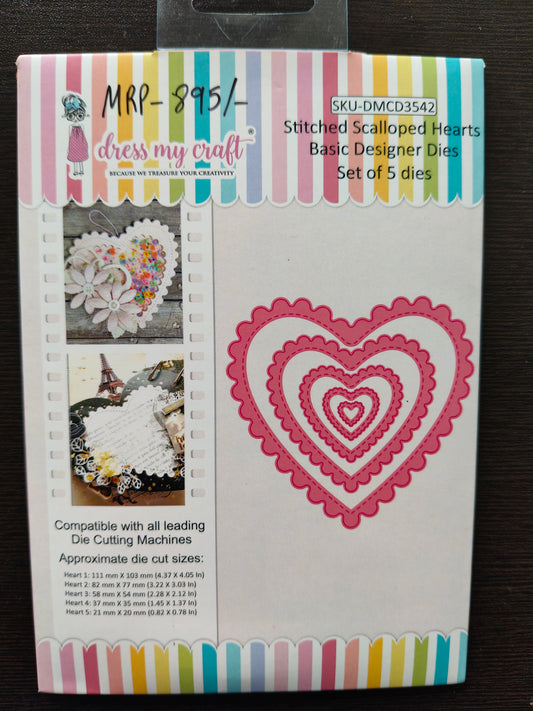 Stitched Scalloped Hearts Dies DMCD 3542