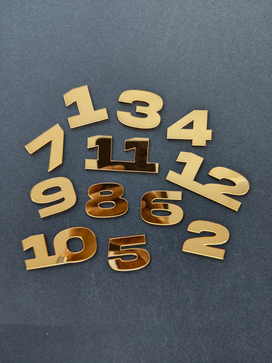 Gold number acrylic cutouts