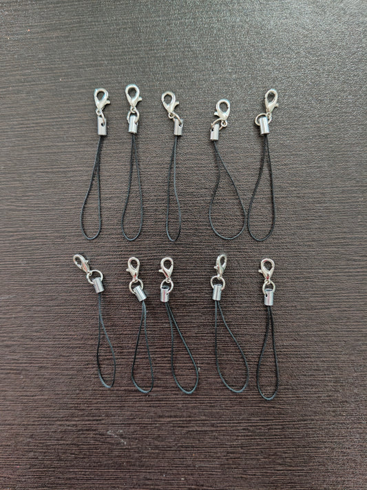 Black Strap Charm Cords with Lobster Clasp.