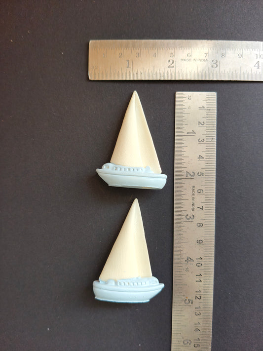 MN214- White Blue Boat miniature