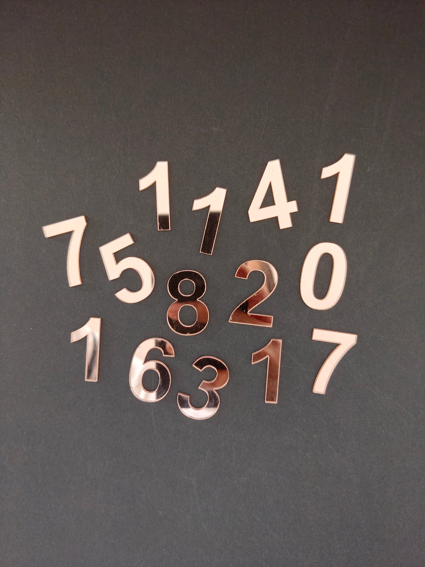 Rose gold number acrylic cutouts