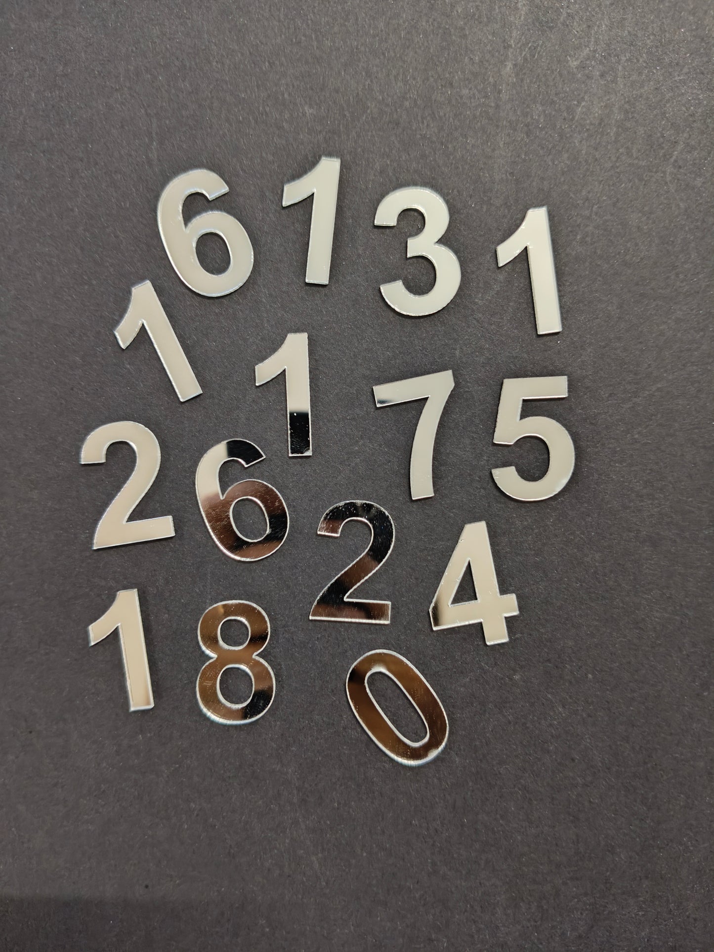 Silver number acrylic cutouts